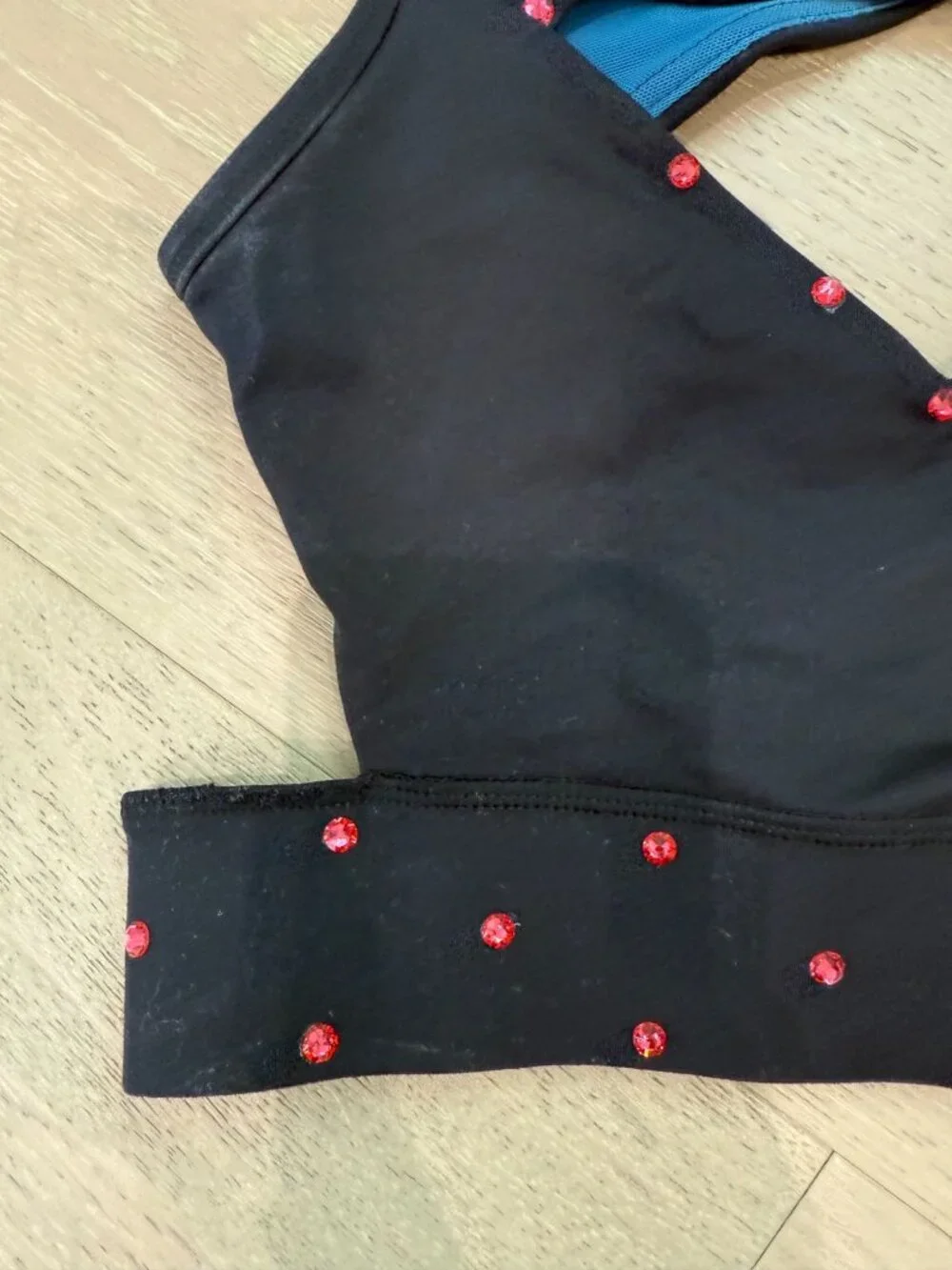 Ivy Sky Dance Black Blue Rhinestone Cutout Crop Top SA Small Adult